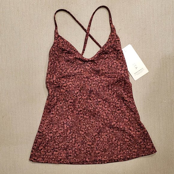 Athleta Brown with Floral Tankini Top, S - Picture 1 of 5